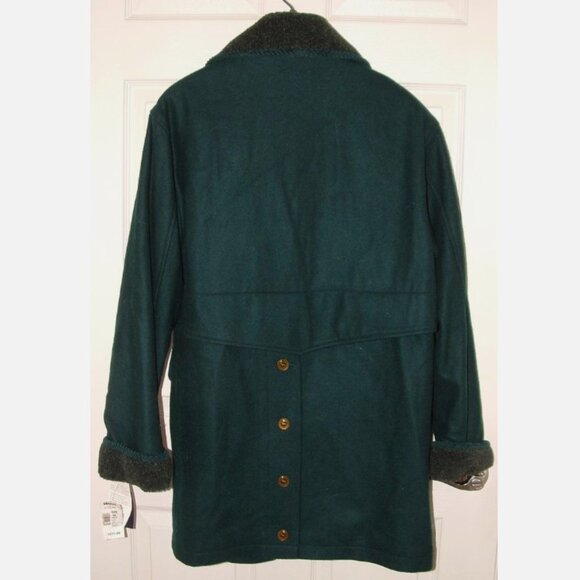 NEW Forest Green Sz 10 Wool Blend Full Zip Warm Winter Coat Pockets HERMAN KAY - Picture 5 of 7